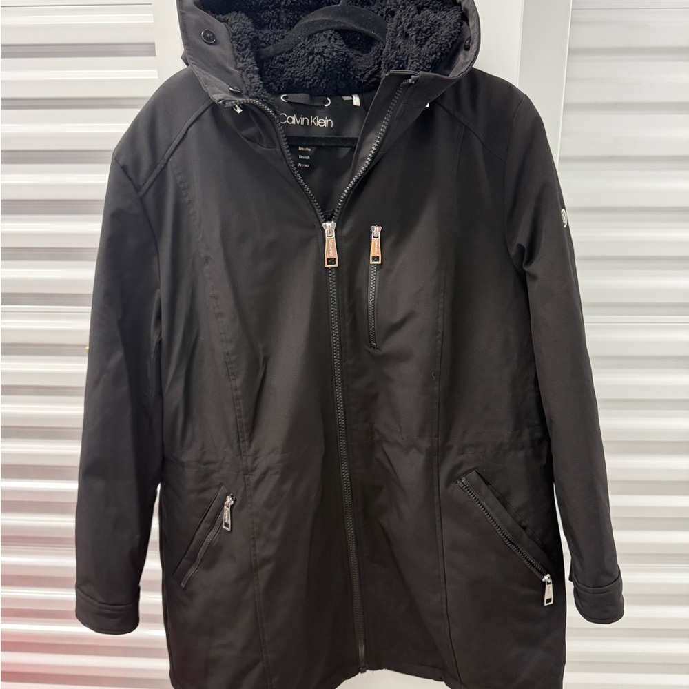 Calvin Klein Black Hooded Coat
